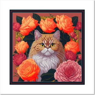 Persian cat. Style vector (red version 2 Persian cat) Posters and Art